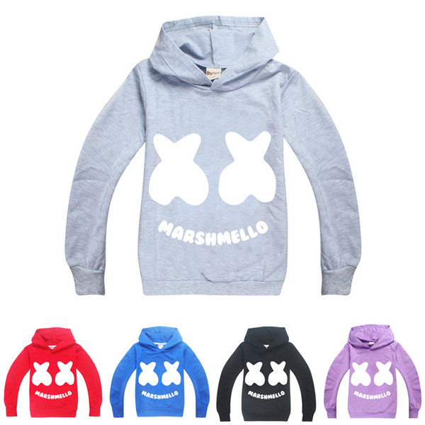 5 Colors 6-14y Kids Boys Cartoon Printed Hoodies DJ Marshmello Mask Music Hoodies kids designer clothes boys Kids Clothes DHL EFJ08