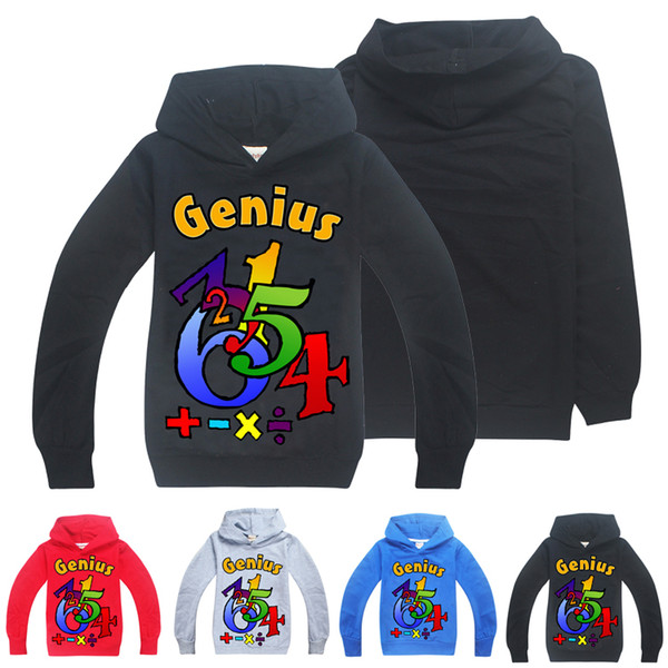 4 Colors MATHS GENIUS Printed Kids Hoodies Sweatshirts 6-14y Boys Long Sleeves T-shirt kids designer clothes boys DHL SS67-U