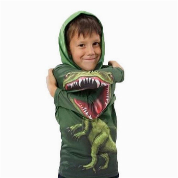 New Baby Boys Dinosaur Long Sleeve Hooded Sweater Children Spring and Autumn T-Shirt Boys Personality Jurassic Clothes 2-7 Years CJ191129