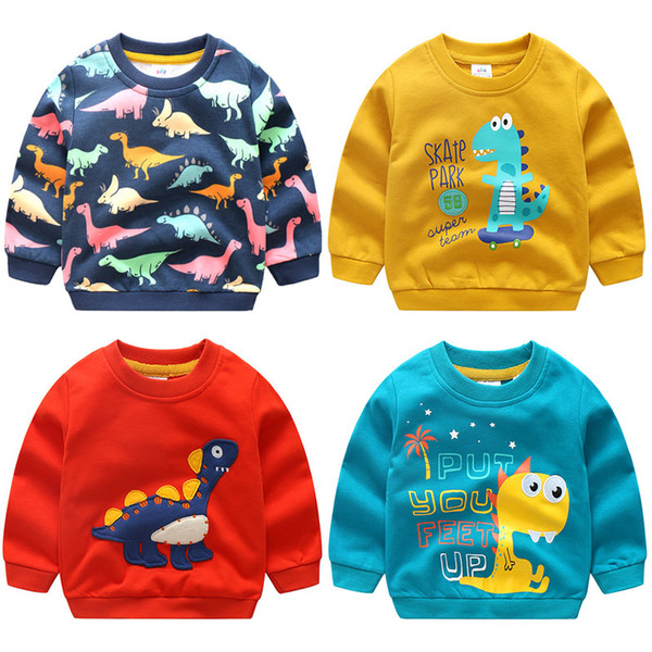 2018 Autumn Winter Warm 2-10 Years Old Children Long Sleeve Cartoon Animal Print School Baby Fleece Handsome Kids Boy Sweatshirt T191230