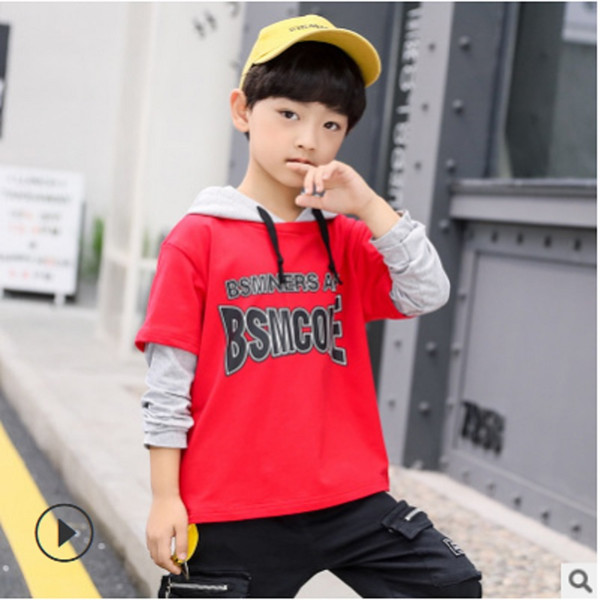 Children's Hoody Boys T-shirt 2019 New Spring and Autumn Kids Long Sleeve Fashion Leisure Hoodies 3 Letter Colors Size4-14 ly486