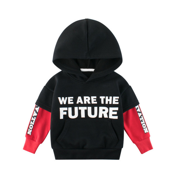 2019 New Autumn winter Children Sweatshirts Letter Plus velvet cotton Kids pullover Hoodies Boys Coat Baby Outwear Tops Hooded