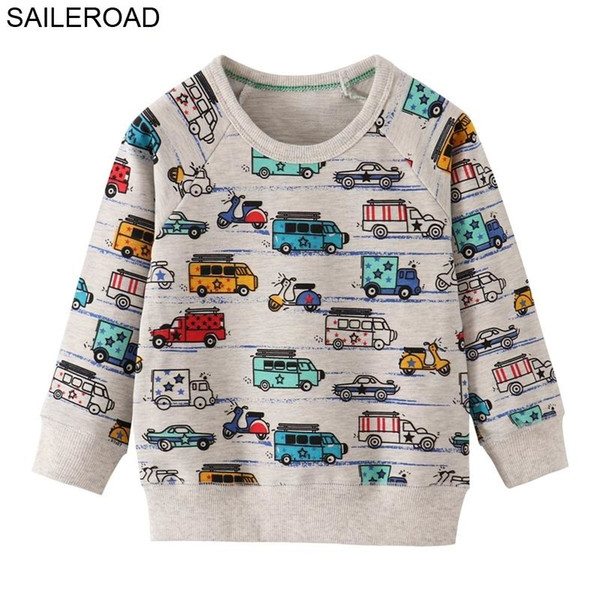 SAILEROAD Cartoon Car Print Boys Sweatshirts for Kids Clothes Autumn Children Hoodies Clothing 2019 Kids Girls Christmas Costume CJ191129