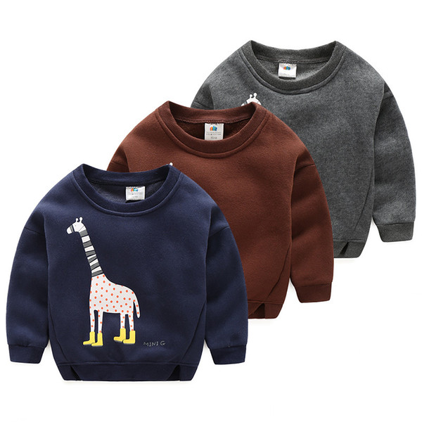 Autumn Winter Warm 2-10 Years Old Children Long Sleeve Cartoon Animal Print Kids School Baby Handsome Boy Fleece Sweatshirt