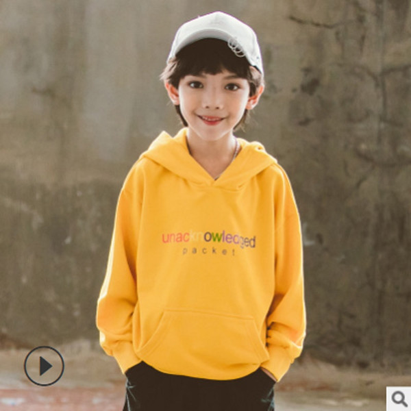 Children's Hoody Boys T-shirt 2019 New Spring and Autumn Kids Long Sleeve Fashion Leisure Hoodies 4 Letter Colors Size4-14 ly449