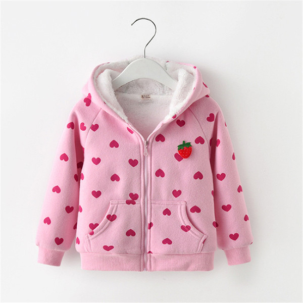 Girls winter warm outerwear coat children plus thick velvet leisure sport hoodies for girls kids autumn rabbit ears sweatshirt