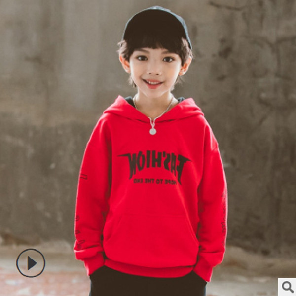 Children's Hoody Boys T-shirt 2019 New Spring and Autumn Kids Long Sleeve Fashion Leisure Hoodies 2 Letter Colors Size4-14 ly264