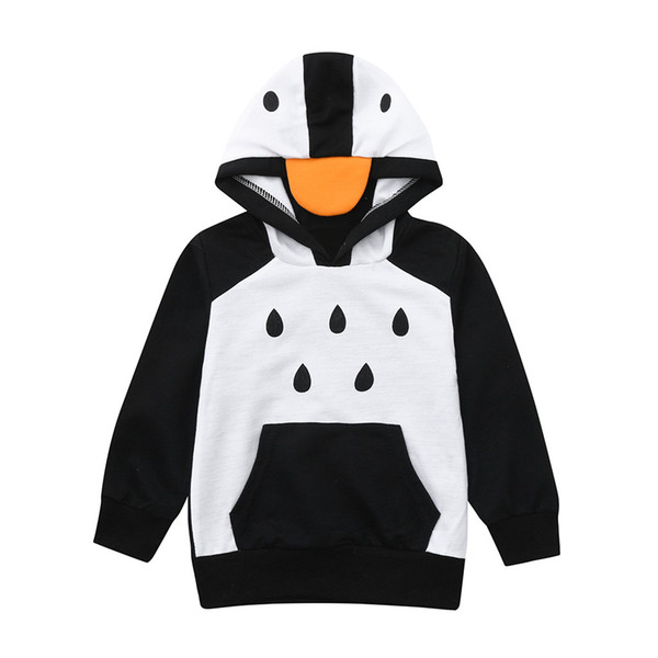 New Infant Toddler Baby Boys Girl Clothes Cartoon Penguin Hooded Tops Newborn Pullover baby Hot Sale