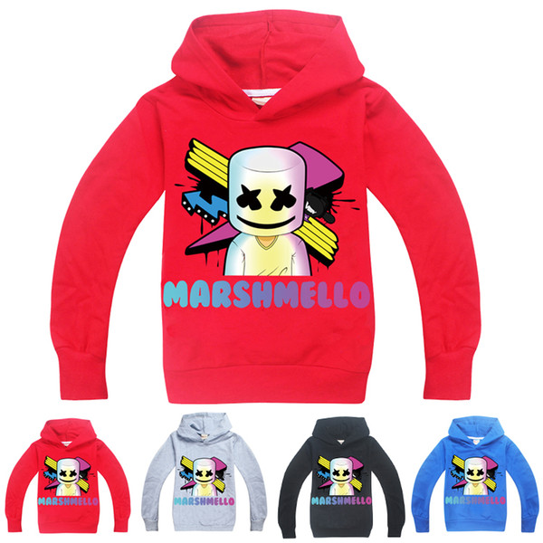 DJ Marshmello Mask Music Hoodies 4 Colors 6-14y Kids Boys Cartoon Printed Hoodies Sweatshirts kids designer clothes boys Kids Clothes WD9510