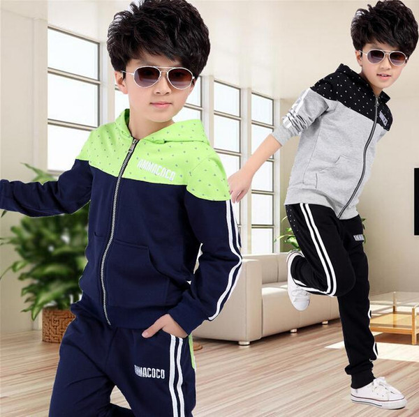New spring autumn kids clothes sets children casual 2 pcs suit jackets hoodies+pants baby set boys sport suit outwear 4-12 years