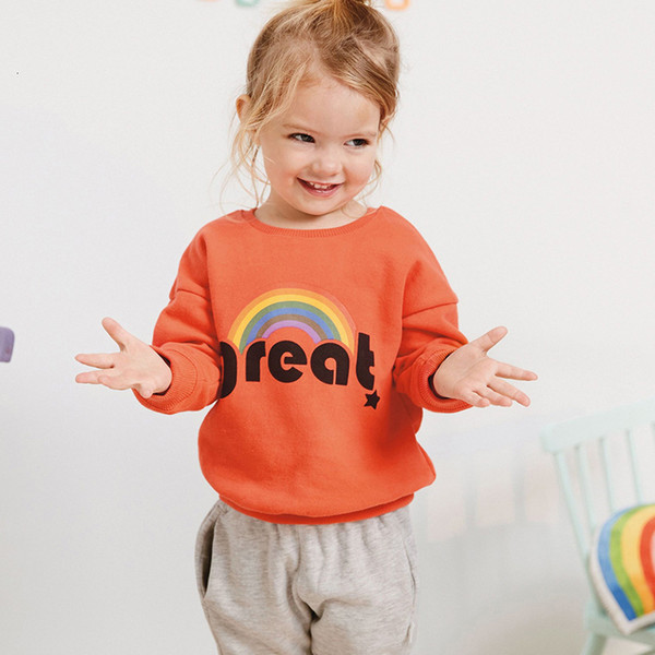 Little maven 2019 autumn new baby girls brand clothes letter print rainbow toddler orange sweatshirts baby girl outfit C0164 CJ191129