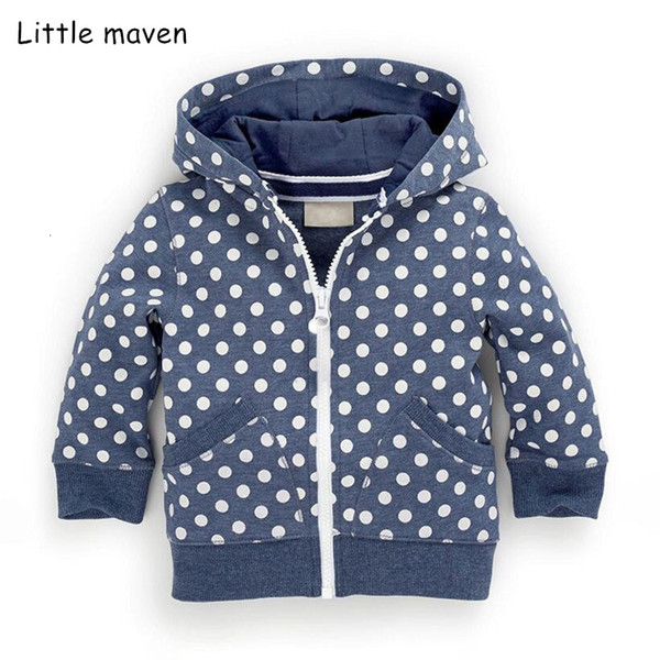 Little maven 2018 autumn winter children brand clothes children Hoodies & Sweatshirts boys dot hooded zipper fleece V0108 CJ191130