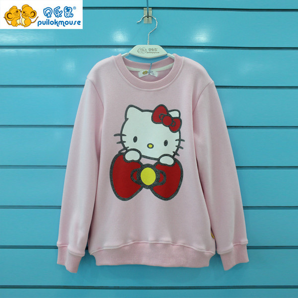 Wholesale-2015 autumn new brand children's clothing,girls HelloKitty long-sleeved cashmere sweater coat,kids sports coat