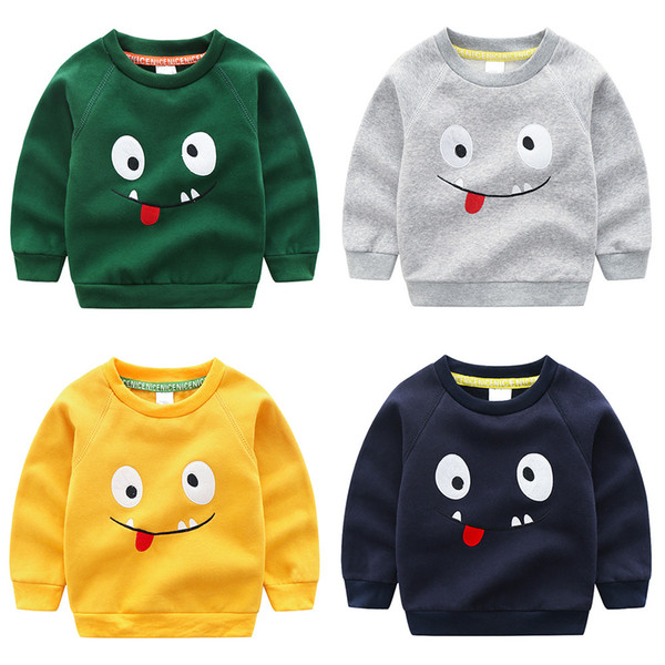 2019 New Spring Autumn trend Children Sweatshirts Embroidery cartoon Kids pullover Hoodies Boys T-shirt Baby Outwear Tops 2-7y