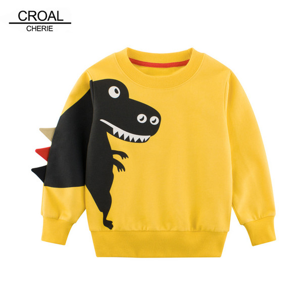 CROAL CHERIE Cartoon Print Baby Boys Dinosaur Hoodies Sweatshirts For Spring Infant Kids Boys T-Shirts Clothes Cotton Clothes LY191230
