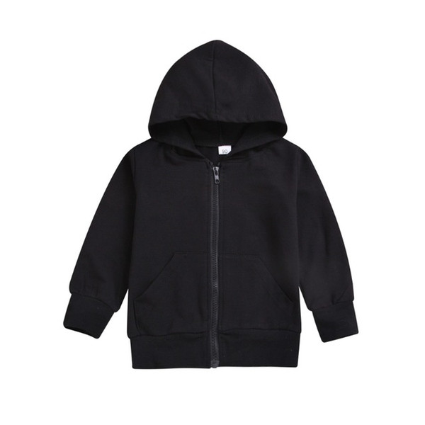 Kids Baby Boys Hoodies Tops Autumn Winter Children Girls Black Sweatshirts Toddler Zip Hooded Clothes Child Outerwear Clothing