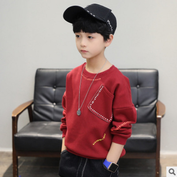 Children's Hoody Boys T-shirt 2019 New Spring/Autumn Children's Long Sleeve Hoodies Leisure 3 Patchwork Colors Size4-14 ly173