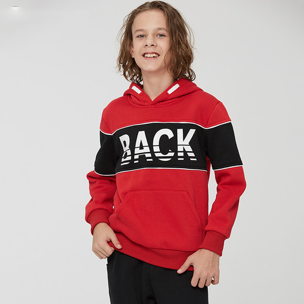 Casual Boy Pullover Hoodies Letter Patchwork Long Sleeve Children's Sweatshirts Kid's Clothes