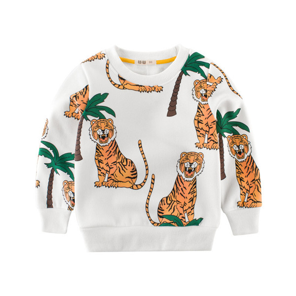 BINIDUCKLING Autumn Winter Sweatshirts Kids Thicken Clothes Cartoon Tiger Pattern Pullover Sport Casual Hoodies Sweatshirt LY191230