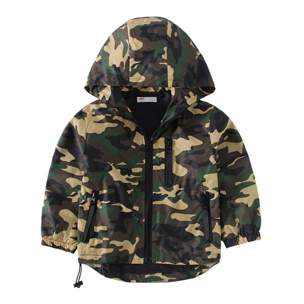 2017 New & Hot Children's Hooded Jackets Boys Camouflage Zipper Windbreaker Long Sleeve Casual Trench For Kids 3-7 Years