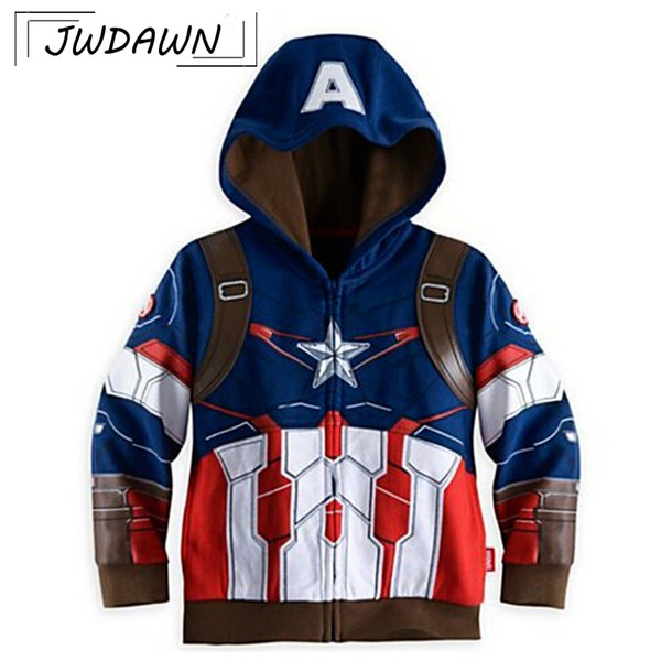 Super Hero Boys Sweatshirts For Boys Clothing 2018 Summer Hot Sale Iron Man Hulk Captain Zipper Hoody Outerwear Kids Clothes