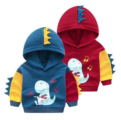New handsome baby baby dinosaur hooded boy's coat