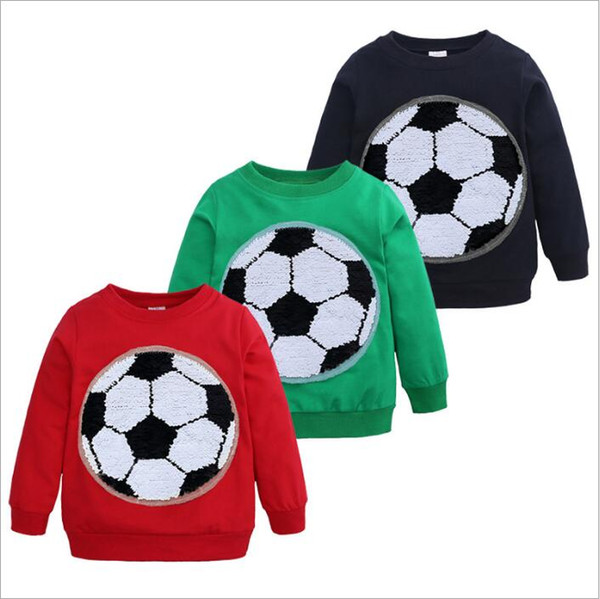 Baby Clothes Sequin Hoodies Reversible Glitter Jackets Boys Football Soccer Outwear Kids Casual Coat Child Pullover Sweatshirts Jumper B4527