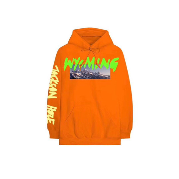 Hot Latest TOP Kanye West Season 5 OVERSIZE Wyoming Mountains Pattern Letter Printing Men Hoodie Hip Hop Pullover Casual Sweatshirt 3Colors