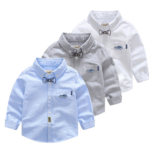 Autumn Cotton Boy Tops Tee Children Clothing Little Boys Shirts Blusas White Baby Blouse Shirt Toddler Long Sleeve Shirt Kids