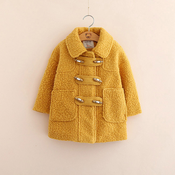 Candy Color jacket for Winter Quality Warm Elegant kids Coat Fall Overcoats Children's Clothing Girls Woolen Coat Warm Elegant