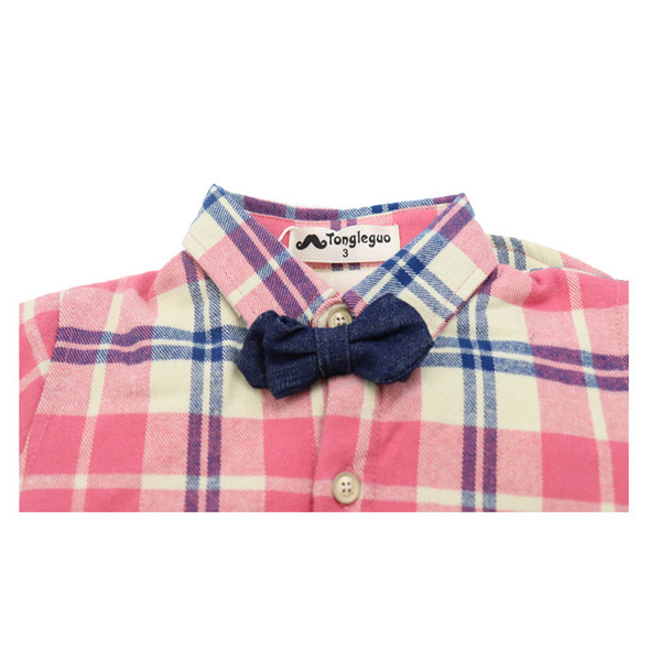 2019 Autumn and winter handsome cute baby Boys' cotton Plaid Velvet Thickening, brushed Scotland Style shirt all-match casual