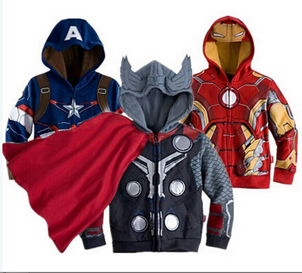 Avengers Iron Man Children Sweatshirt Jacket&Coat,Baby boy Thor Cosplay,Captain America jackets.Girls&Boys Long Sleeve hoodies kids clothing