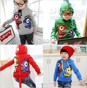 2013 New Children dinosaur hoodies tops Sweater boys hoodies clothes girl clothes 4 colour, 5pcs/lot,