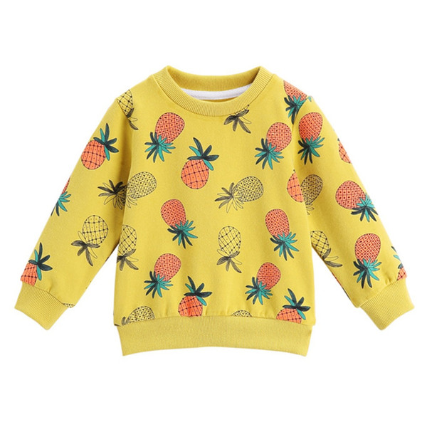 Spring Autumn Sweatshirt For Kids Cartoon Pineapple Print O-Neck Long Sleeve For Boy Children Clothing