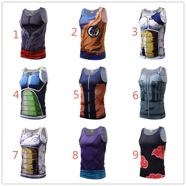 Men's Summer Tank Tops Print Dragon Ball Z Super Saiyan Goku Black Yamcha Vegeta Piccolo Bodybuilding Vest Tops Fitness