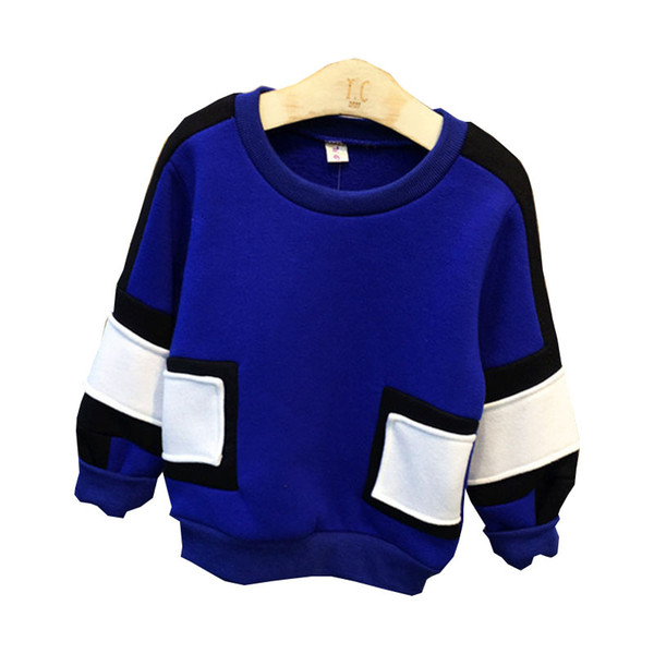 2016 Children's Sweatshirts New Fashion Winter Baby Boys Long Sleeve Stitching Thick Pullover Top Kids Cotton Clothes 2-7Years
