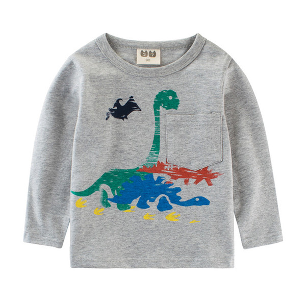 2018 Fall Autumn Cotton Boy Kids Bobo Bebe Clothes Baby Dinosaur T Shirt Children Clothes Cartoon Top Tee T-shirt 2-8Y Sweatsuit