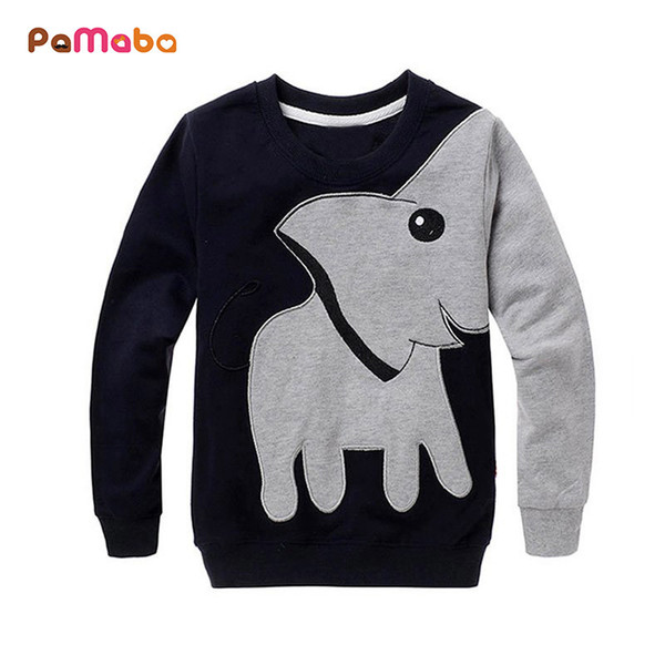 PaMaBa Boys Clothes Elephant Dinosaur Printed Autumn Cotton Long Sleeve Sweatshirts Fashion Kids Sweaters Warm Soft Boys Costume Y18102507