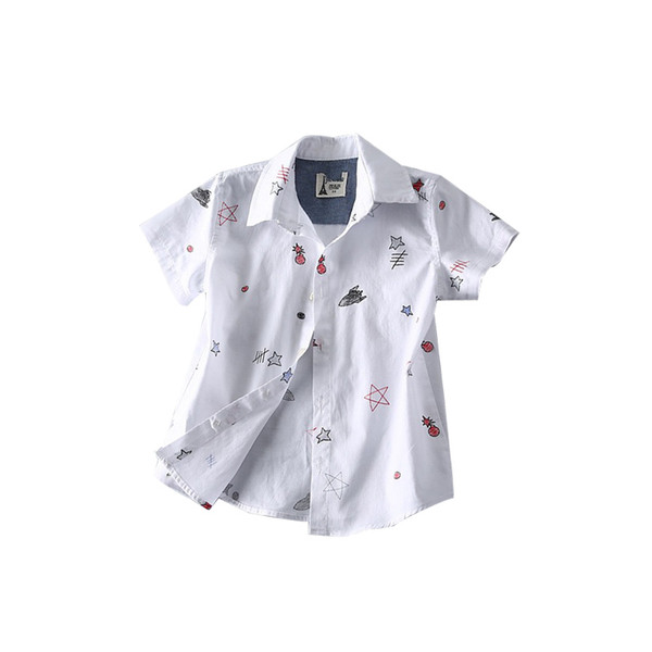 2019 OLEKID Summer Boy Shirts Brand 100% Cotton Printed Star Shirts For Boys 3-8 Years Boys Blouse Short Sleeve School Shirt