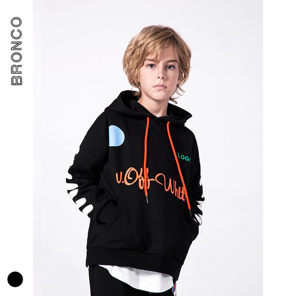 In autumn and winter fashion boys' protective clothing printed letters and hooded protective clothing