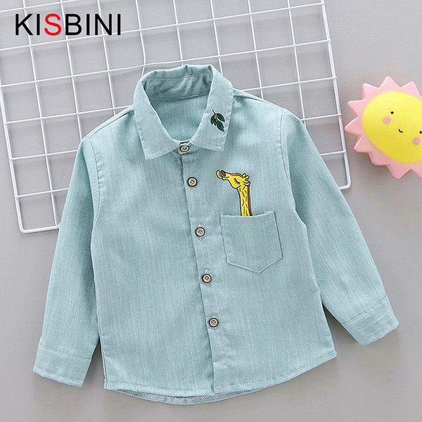 good quality Spring Autumn Baby Boys Shirts Cartoon Long Sleeve shirt Boys Tops Cotton Printed Giraffe Bridge Kids 2 3 4 Years