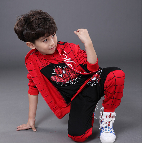 Spiderman Children Boys Clothing set Baby Boy Spider man Sports Suits Kids 3pcs Sets(Vest+T shirt+pants)Autumn Sportswear Clothes Tracksuits