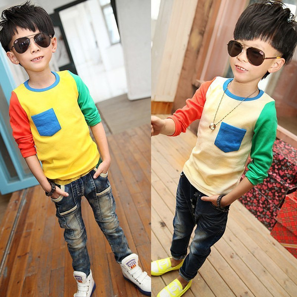 2019 Spring Big Boy Long-sleeved T-shirt Cotton Children Bottoming Shirt Boy Thin Velvet Sweatshirts