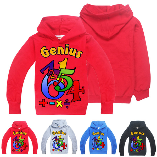 MATHS GENIUS Printed Kids Hoodies Sweatshirts 4 Colors 6-14y Boys Long Sleeves T-shirt kids designer clothes boys SS67