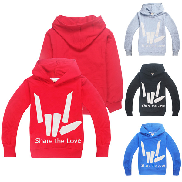 Share the Love Printed Kids Hoodies Sweatshirts 4 Colors 6-14y Boys Long Sleeves T-shirt kids designer clothes boys SS66