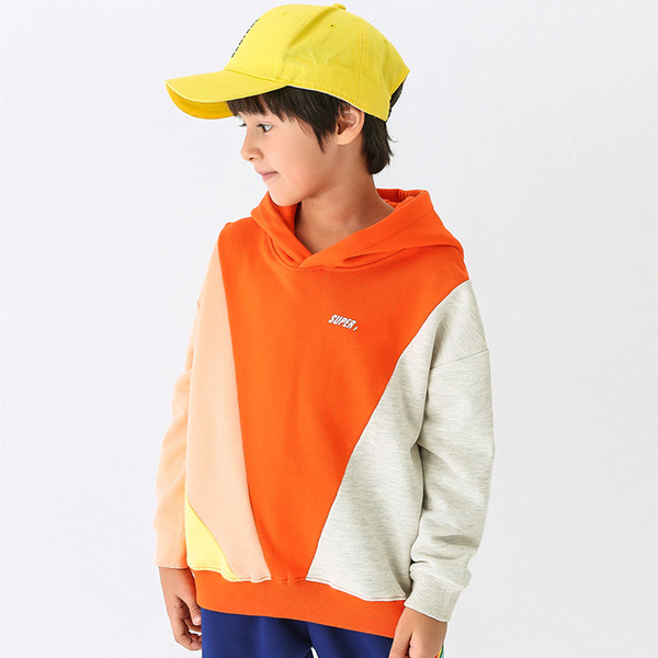 Hotsale Boys' New Fashion Joint colors Fleece Pull Over Long Sleeves Round neck T-shirt For Winter Feature Design Comfortable Tops k045