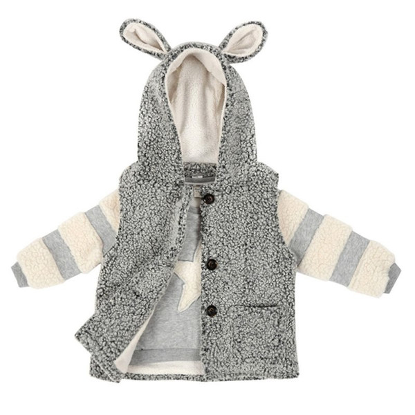 High Quality Winter Warm Jacket Baby Boy's Fashion Set Star Print Long Sleeve Hoodie+Thick Vest Suits Kids Coat 2PCs Hot Selling