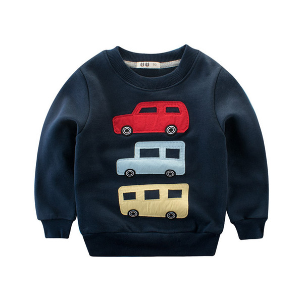 Boys Autumn Warm Clothes Children's Thick Sweatshirts Baby Car Pattern Casual Hoodies Kids Velvet Thick Tops Bobo Toddler 1-9Y