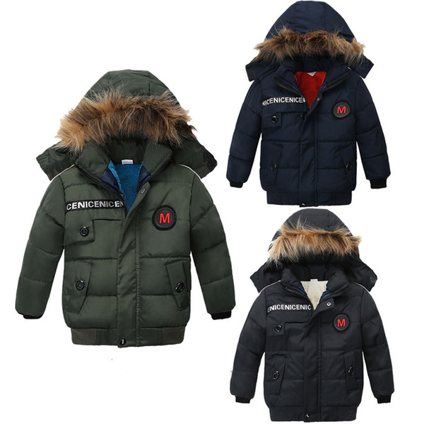 Boy Winter Coat Solid Hooded Pockets Autumn Winter Thicken Coats Kids Designer Clothes Boy Kids Outwear 07