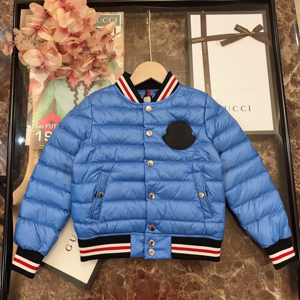 Boys down jacket children designer clothing winter new boy short section light down jacket color matching baseball collar stand collar coat